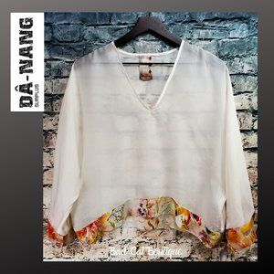 Da-Nang | Indo-Chine Optic White Cropped Blouse